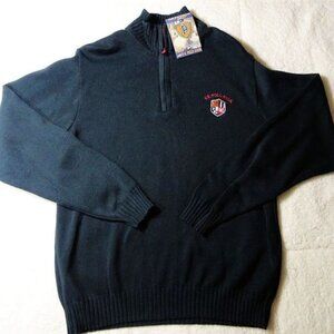 NWT US Polo Assn  Black 1/4 Zip Long Sleeve Sweater Large NEW